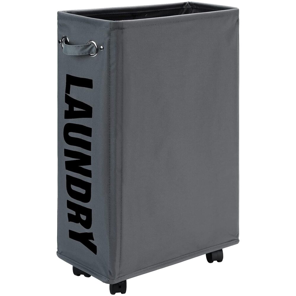 25-Inches Slim Laundry Basket on Wheels, Collapsible Rolling Laundry